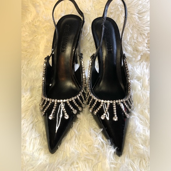 Steve Madden Black Slingback Heels with Rhinestone Detailing - Picture 4 of 16